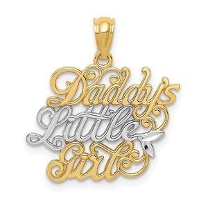 14k Yellow Gold & White Rhodium Daddy's Little Girl Pendant, 21mm